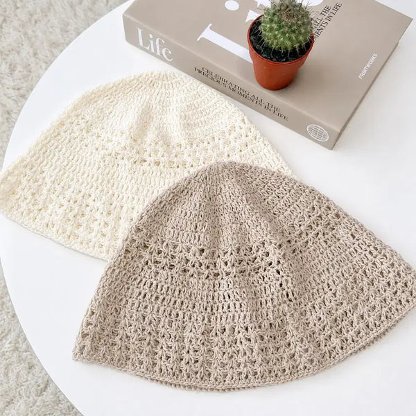 [BUNJANG] Cotton Crochet Summer Bucket Hat / 코튼 크로셰 여름 버킷햇 뜨개모자