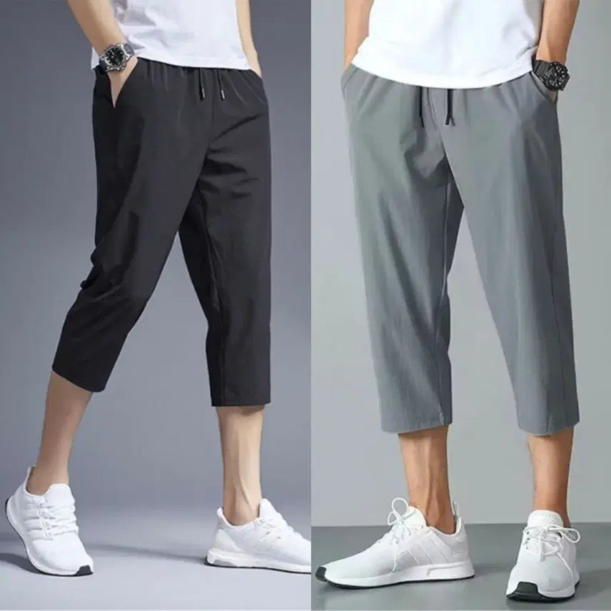 [BUNJANG] Men's 7/8 Length Ice Cooling Banding Pants (Big Size) / 남자 아이스 7부바지 빅사이즈 냉장고 반바지 28~38
