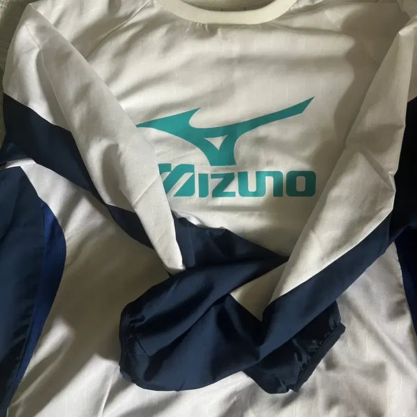 [BUNJANG] Mizuno Stripe Round Neck Piste White / 미즈노 피스테 L