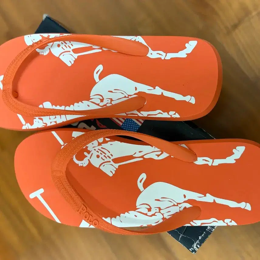 [BUNJANG] Polo Ralph Lauren Hawaiian Slippers Orange / 폴로 랄프로렌 오렌지색 하와이안 슬리퍼