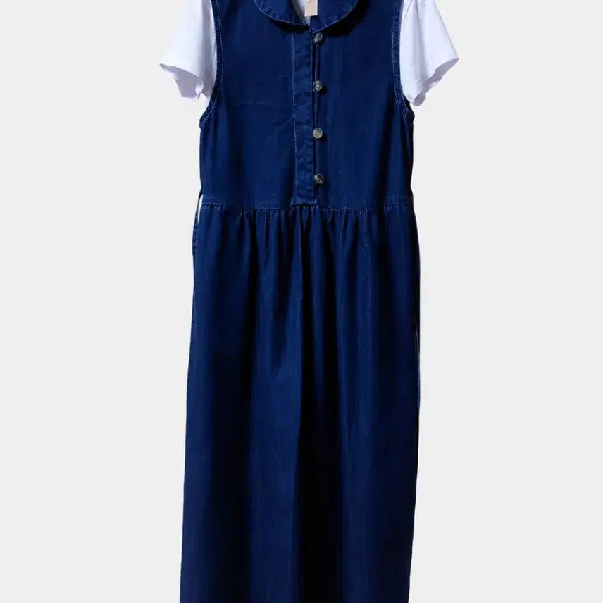 [BUNJANG] Denim Sleeveless Maxi Dress / 새상품) 데님 롱 원피스 민소매 나시 여름 찐청 치마