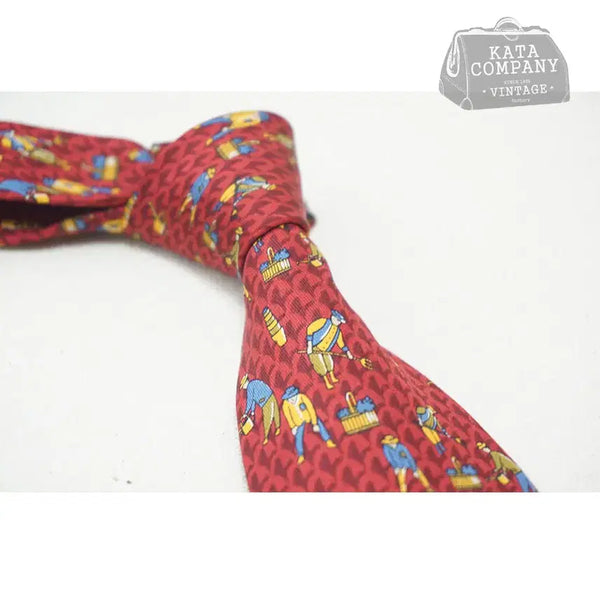 [BUNJANG] Salvatore Ferragamo Farmers Pattern Silk Necktie / FERRAGAMO 페레가모 파머스 패턴 실크 넥타이 A401