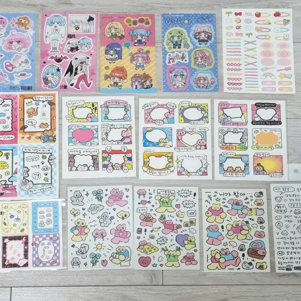 [BUNJANG] Goyangidabang Heehiclub Sticker Set (14 Sheets) / 고양이다방 히히클럽 다꾸 스티커 14장