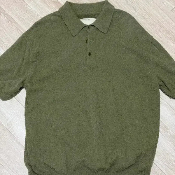 [BUNJANG] Pottery Boucle Short Sleeve Polo Shirt Olive / 포터리 부클 올리브 반팔 카라1