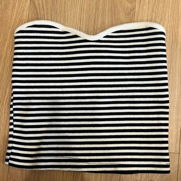[BUNJANG] Stripe Tube Top / 단가라 튜브탑