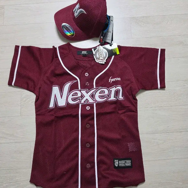 [BUNJANG] Nexen Heroes Burgundy Baseball Jersey & Cap Set / 넥센 히어로즈 유니폼+모자 (새상품75)