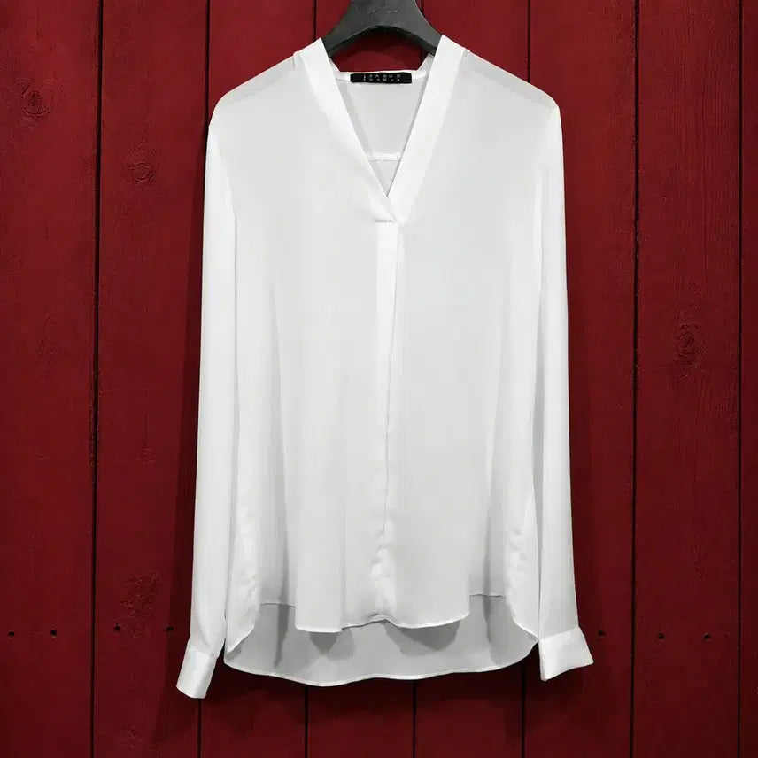 [BUNJANG] Tankus White V-Neck Blouse / 탱커스 화이트 블라우스
