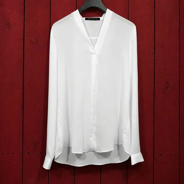 [BUNJANG] Tankus White V-Neck Blouse / 탱커스 화이트 블라우스