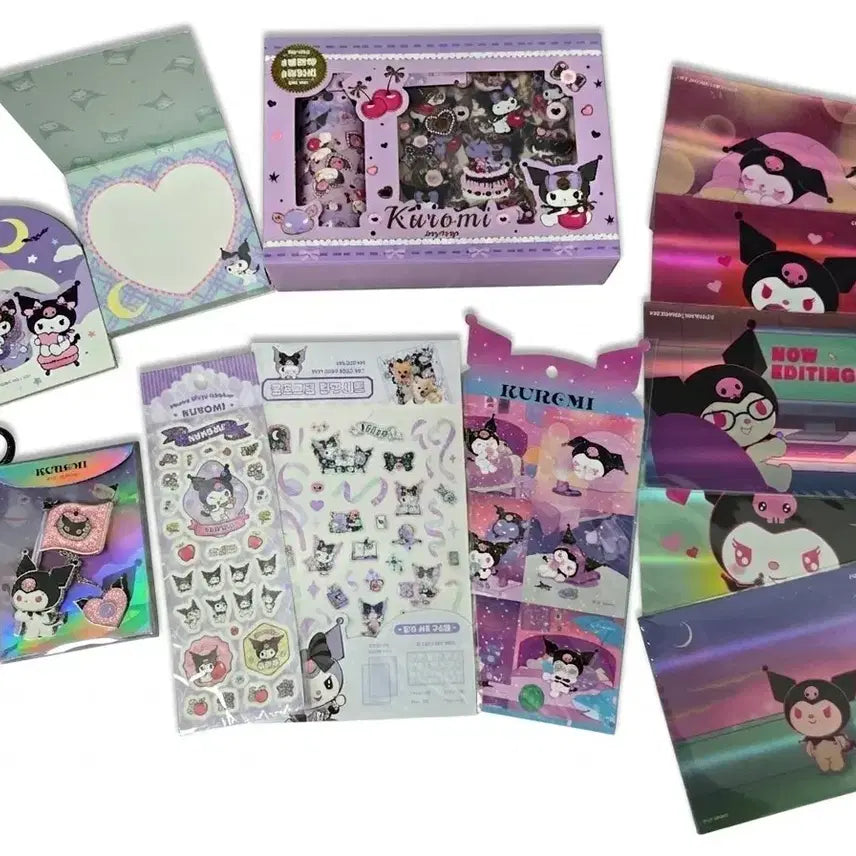 [BUNJANG] Sanrio Kuromi Accessory and Stationery Set (Badge, Sticker, Postcard, Tape, Memo Pad, Strap) / 정품산리오 쿠로미 굿즈 (뱃지, 스티커, 엽서, 마테, 메모지, 스트랩)