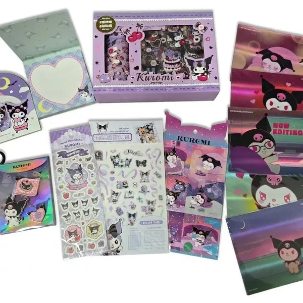 [BUNJANG] Sanrio Kuromi Accessory and Stationery Set (Badge, Sticker, Postcard, Tape, Memo Pad, Strap) / 정품산리오 쿠로미 굿즈 (뱃지, 스티커, 엽서, 마테, 메모지, 스트랩)
