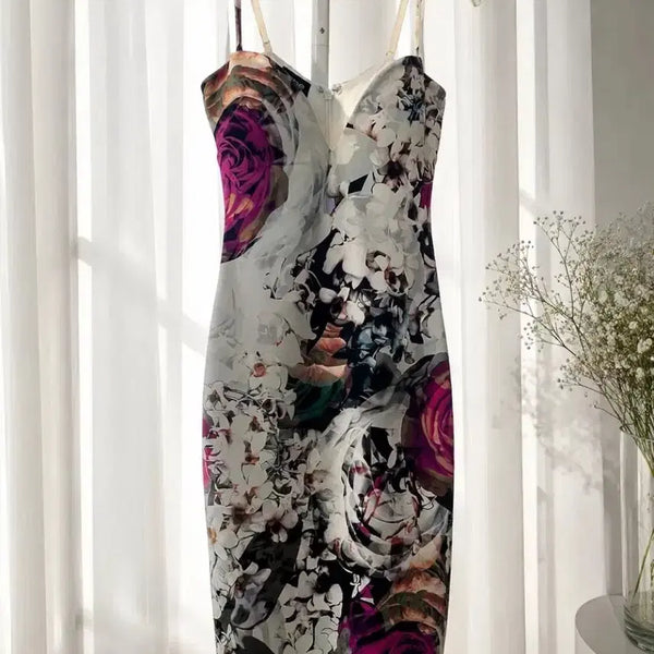 [BUNJANG] Bebe Slim Fit Floral Pattern Dress XS / 미국[bebe] 정품 슬림핏 드레스 | 섹시 파티룩, 휴양지룩