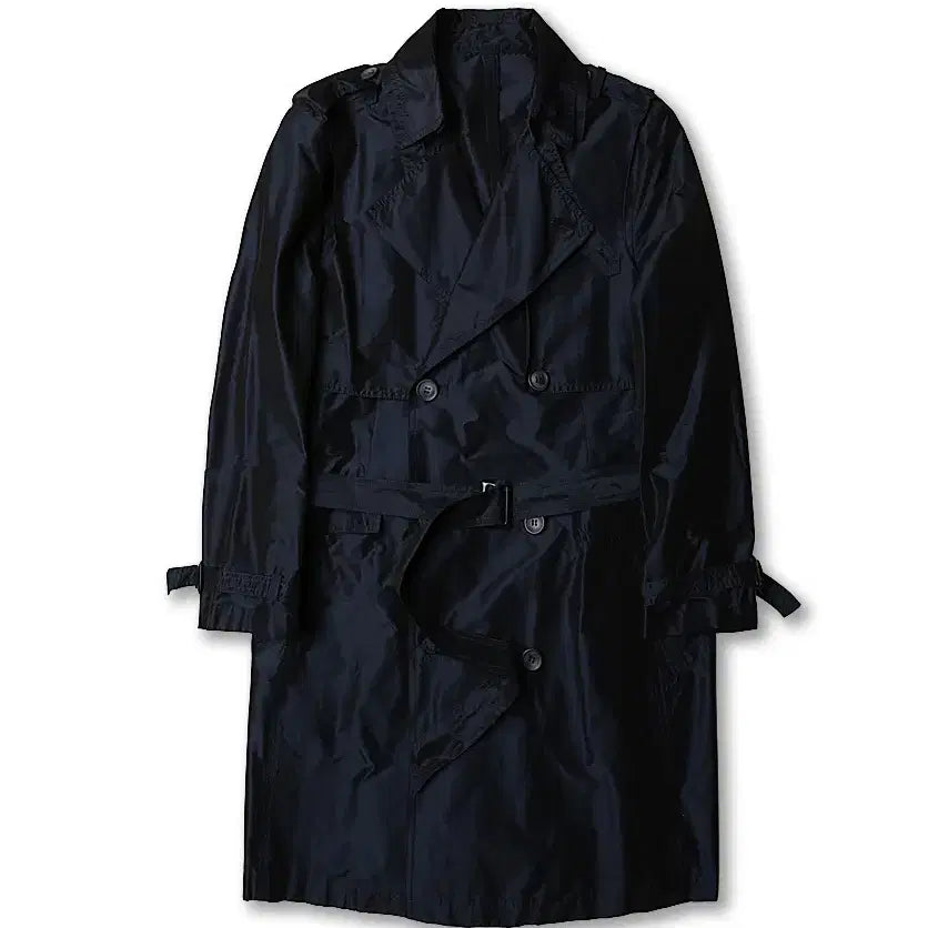 [BUNJANG] Solid Homme Wooyoungmi Limited Navy Poly Trench Coat / 솔리드 옴므 [Solid Homme] 우영미 리미티드 네이비 트렌치코트