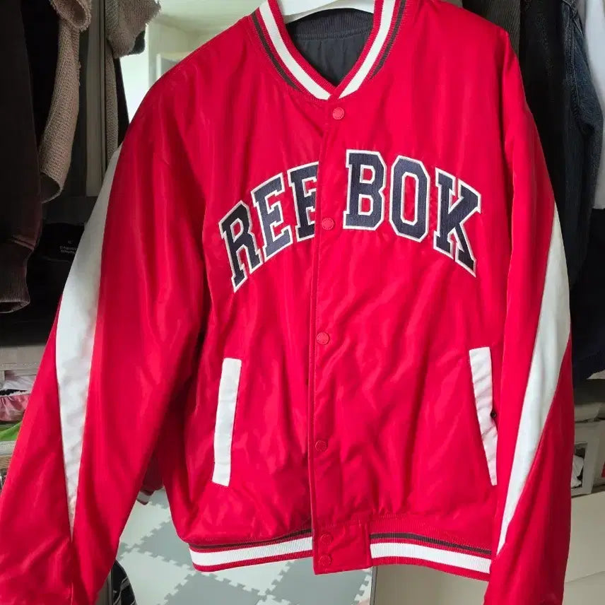 [BUNJANG] Reebok Red Padded Varsity Jacket XXL / 리복 레드 패딩바시티 자켓 xxl사이즈 판매