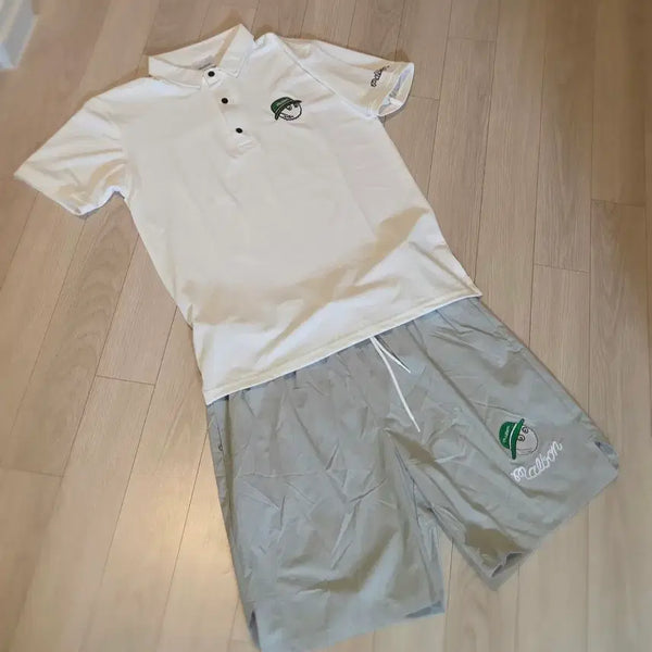 [BUNJANG] Malbon Golf Short Sleeve Polo Shirt White 95 / 말본골프웨어 반팔 카라티 화이트 95 가슴단면 50
