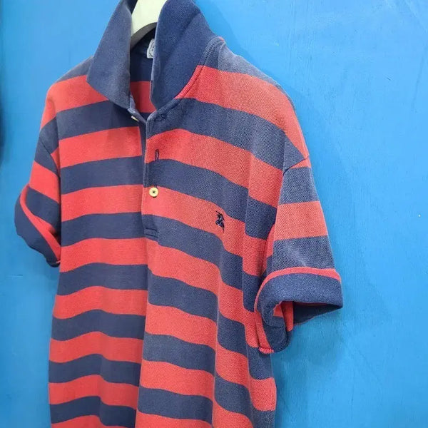 [BUNJANG] Burberrys Vintage Striped Short Sleeve Pique Shirt - Made in England / 찐 빈티지 버버리 카라티피케셔츠(스트라이프)