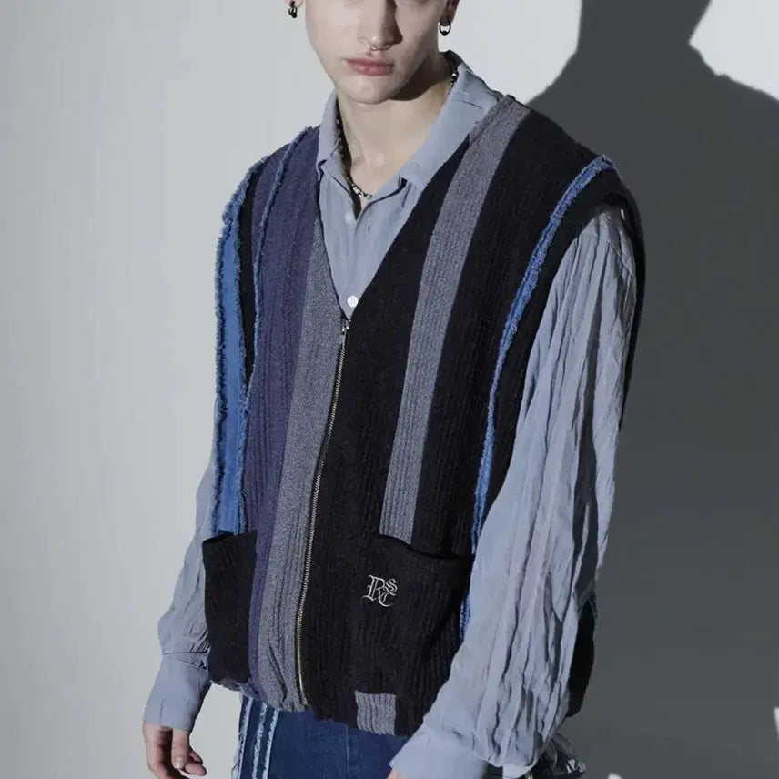 [BUNJANG] Rssc Denim Patch Knit Vest / Rssc 데님 패치 니트 베스트