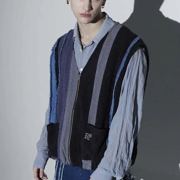 [BUNJANG] Rssc Denim Patch Knit Vest / Rssc 데님 패치 니트 베스트