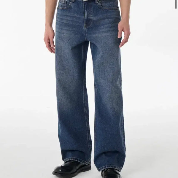 [BUNJANG] Musinsa Standard Common Brush Wide Denim Pants [Medium Indigo] / 무탠다드 커먼 브러쉬 와이드 데님 팬츠 [미디엄 인디고]