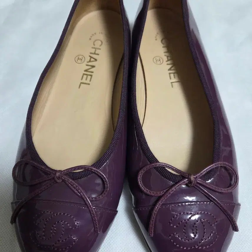 [BUNJANG] Chanel Ballet Flats Purple Enamel Ribbon Detail Size 36C / 샤넬 발레 플랫 슈즈 퍼플(36C)