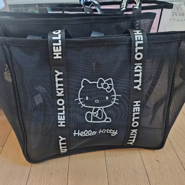 [BUNJANG] Hello Kitty Black Mesh Tote Bag / 헬로키티 블랙 메쉬 토트백