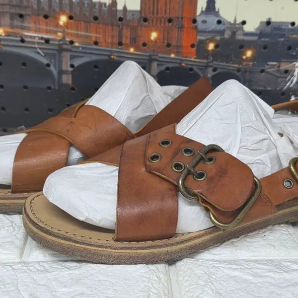 [BUNJANG] Isabel Marant Women's Leather Buckle Sandals Cognac Brown Size 38 (245mm) / 이자벨마랑 여성샌들 245 코냑 브라운 가죽 버클샌들 HD43