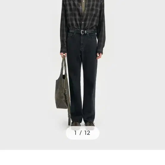 [BUNJANG] Bellie Mid Wide Denim Pants Washed Black / 벨리에 미드 와이드 데님 팬츠 워시드 블랙 28/30
