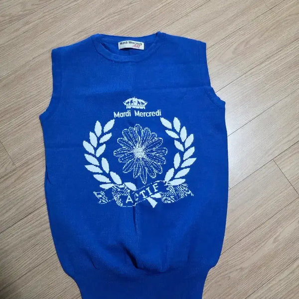 [BUNJANG] Mardi Mercredi Blue Knit Vest / 마르디 메크르디 니트 조끼 블루