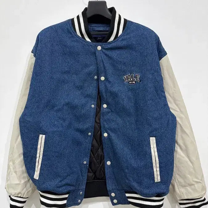 [BUNJANG] YALE Denim Panel Varsity Jacket / [L] 예일 데님 배색 바시티 자켓
