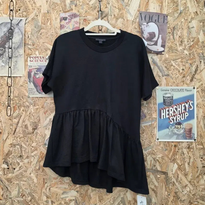 [BUNJANG] COS Frill Asymmetrical Short Sleeve T-Shirt / COS 프릴 언발 반팔 티셔츠