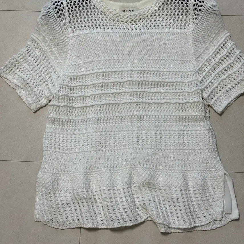 [BUNJANG] Mine (by Hansemm) Net Knit White / 한섬 MINE 마인 그물 니트 화이트