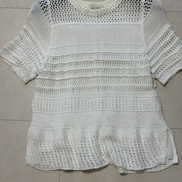 [BUNJANG] Mine (by Hansemm) Net Knit White / 한섬 MINE 마인 그물 니트 화이트