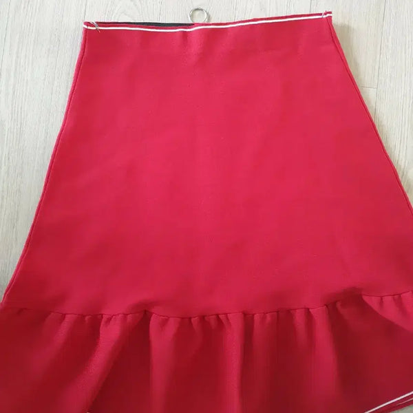 [BUNJANG] Sandro Red Frill Midi Skirt / 산드로 레드 스커트
