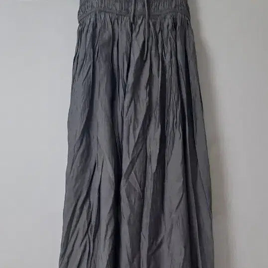 [BUNJANG] Summer Crinkle Short Sleeve Long Dress / 여름 크링클 반팔 롱 원피스/그레이 셔링 퍼프 소매 원피스(새 제품)