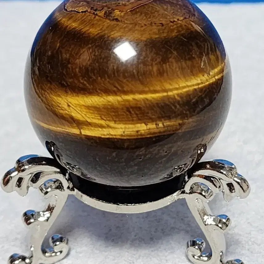 [BUNJANG] Natural Crystal Tiger's Eye Sphere with Stand / 천연크리스탈 호안석 구체+받침대