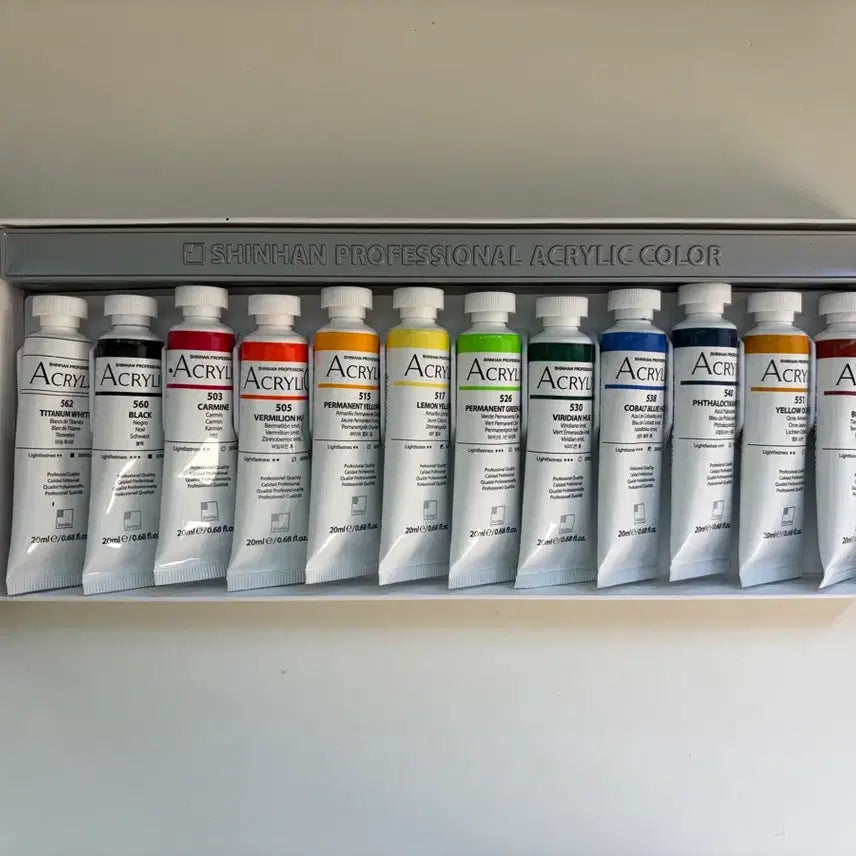 [BUNJANG] Shinhan Professional Acrylic Paint 12 Colors / 신한 아크릴 물감 전문가용 12색
