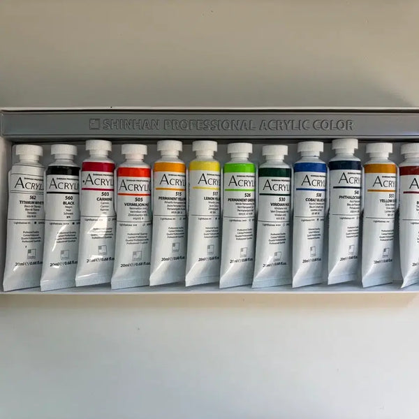[BUNJANG] Shinhan Professional Acrylic Paint 12 Colors / 신한 아크릴 물감 전문가용 12색