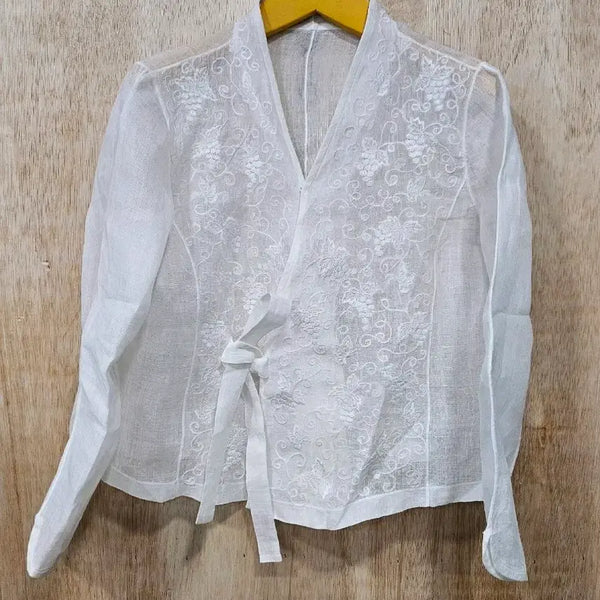 [BUNJANG] Handmade Hansan Mosi Blouse with Grape Embroidery / 맞춤제작 한산모시 포도자수 한복스타일  블라우스
