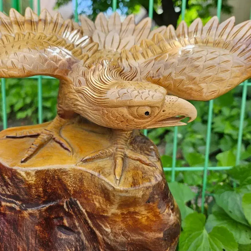 [BUNJANG] Eagle Wooden Sculpture / 기상 기운이 좋은 독수리 나무조각