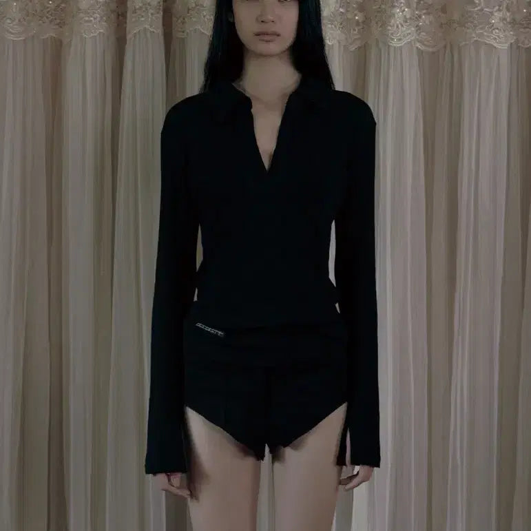 [BUNJANG] Bohemian Seoul Sheer Collar Long Sleeve Black / 새상품/보헤미안서울 SHEER COLLAR LONG SLEEVE
