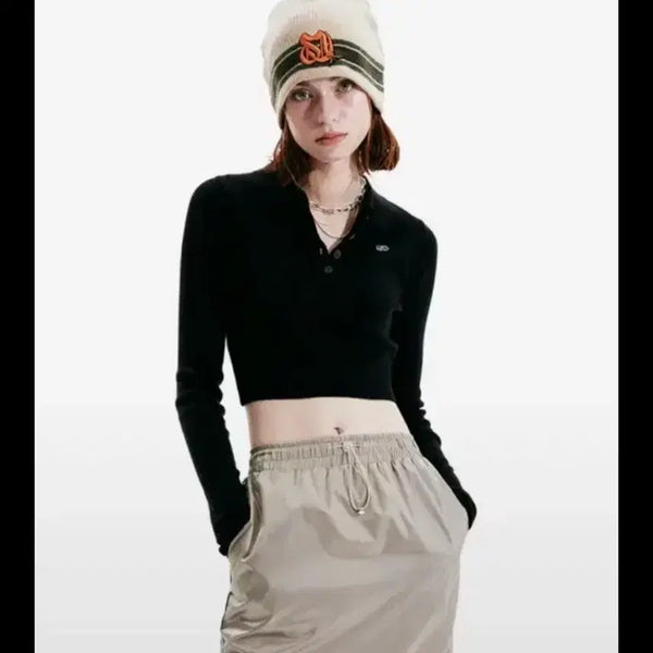 [BUNJANG] Sculptor Collared Crop Knit Top / 스컬프터 Collared Crop Knit Top 카라 크롭 니트