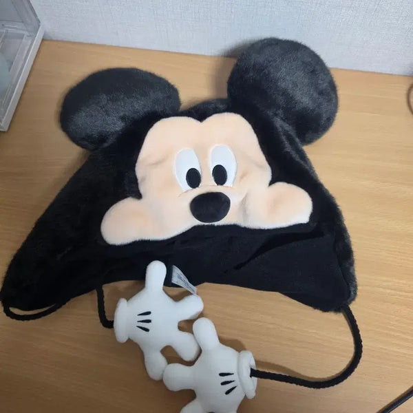 [BUNJANG] Disney Mickey Mouse Fuzzy Winter Hat / (도쿄 디즈니랜드 구매) 미키마우스 털모자 디즈니 모자 미키 모자