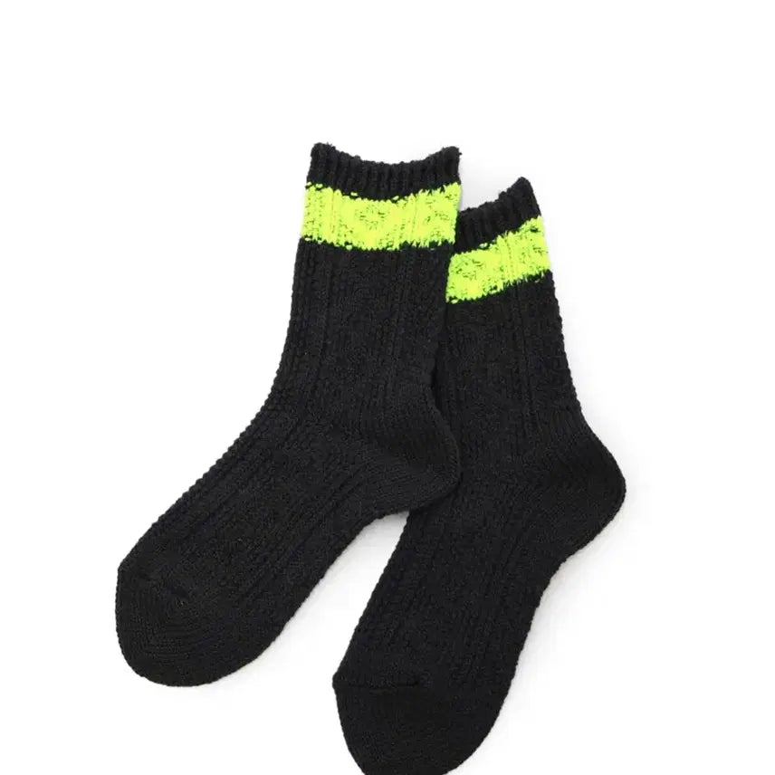 [BUNJANG] KAPITAL Cable Knit 'Neon Line' Socks / [새상품] 캐피탈 꽈배기 배턴 네온라인 양말