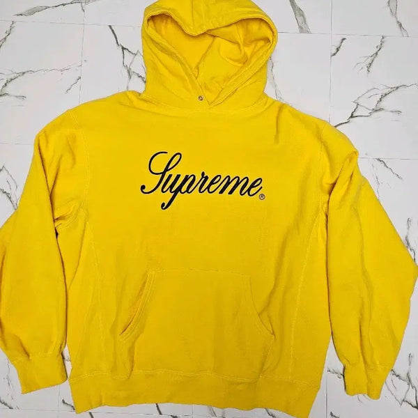 [BUNJANG] Supreme Script Logo Hoodie Yellow XL / 슈프림 스크립트 로고 기모 후드티 옐로우 xl