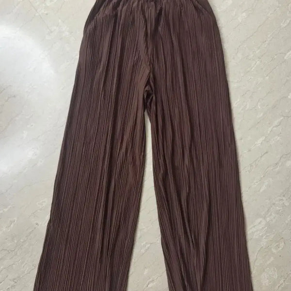 [BUNJANG] Wrinkled Wide Pants Brown / 주름 와이드 팬츠 브라운
