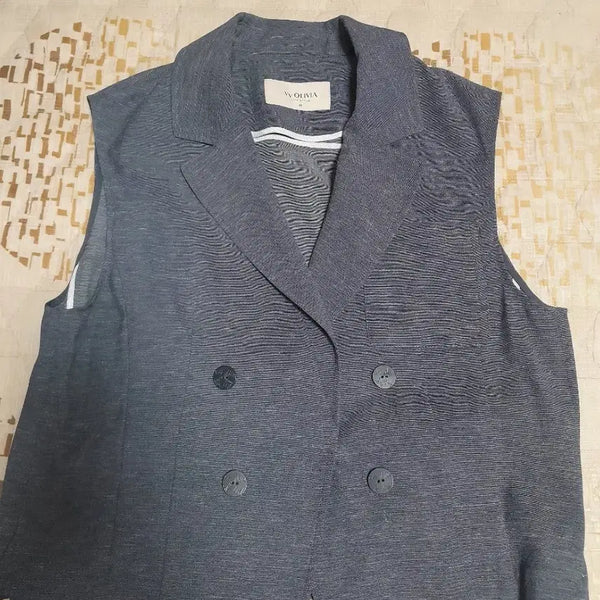 [BUNJANG] Bolvia Sleeveless Double-Button Jacket Vest / 볼비아 민소매 더블 버튼 자켓 베스트 조끼 90