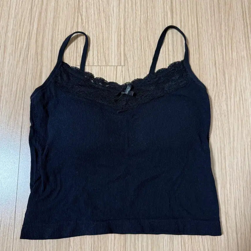 [BUNJANG] Black Lace Cami Ribbed Bustier / 무료배송. 새상품. 블랙 레이스 캡나시 리본 뷔스티에
