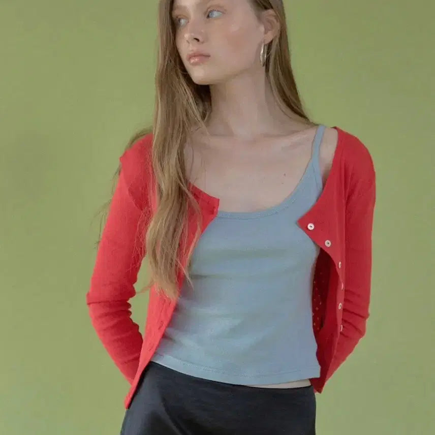 [BUNJANG] Headment Serena Summer Cardigan Tomato / 헤더먼트 세레나 썸머 가디건 토마토