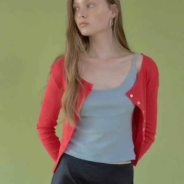 [BUNJANG] Headment Serena Summer Cardigan Tomato / 헤더먼트 세레나 썸머 가디건 토마토