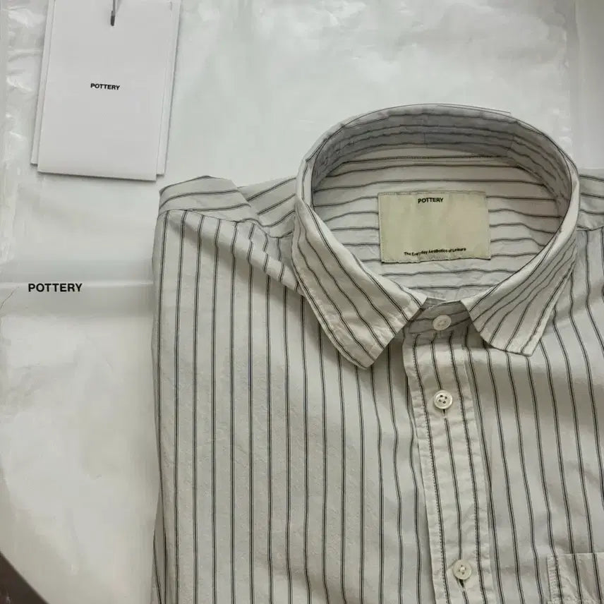 [BUNJANG] Pottery Comfort Shirt Beige Stripe / [2] 포터리 컴포트 셔츠 베이지 스트라이프