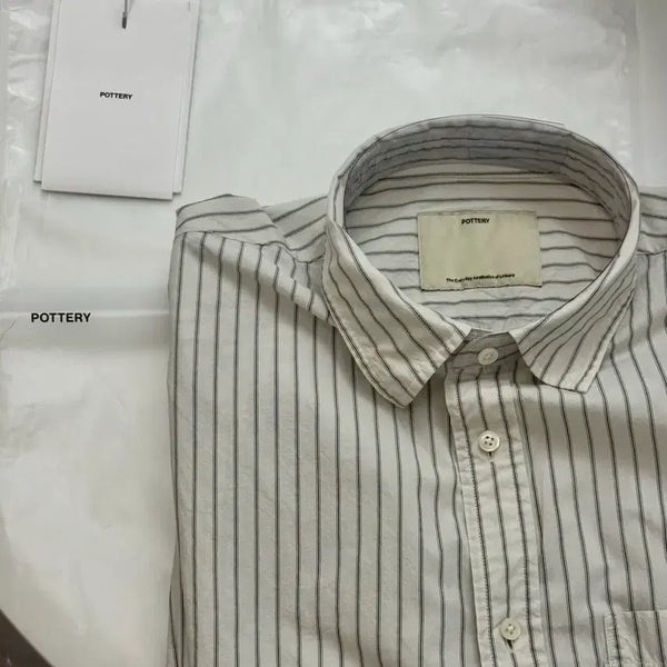 [BUNJANG] Pottery Comfort Shirt Beige Stripe / [2] 포터리 컴포트 셔츠 베이지 스트라이프